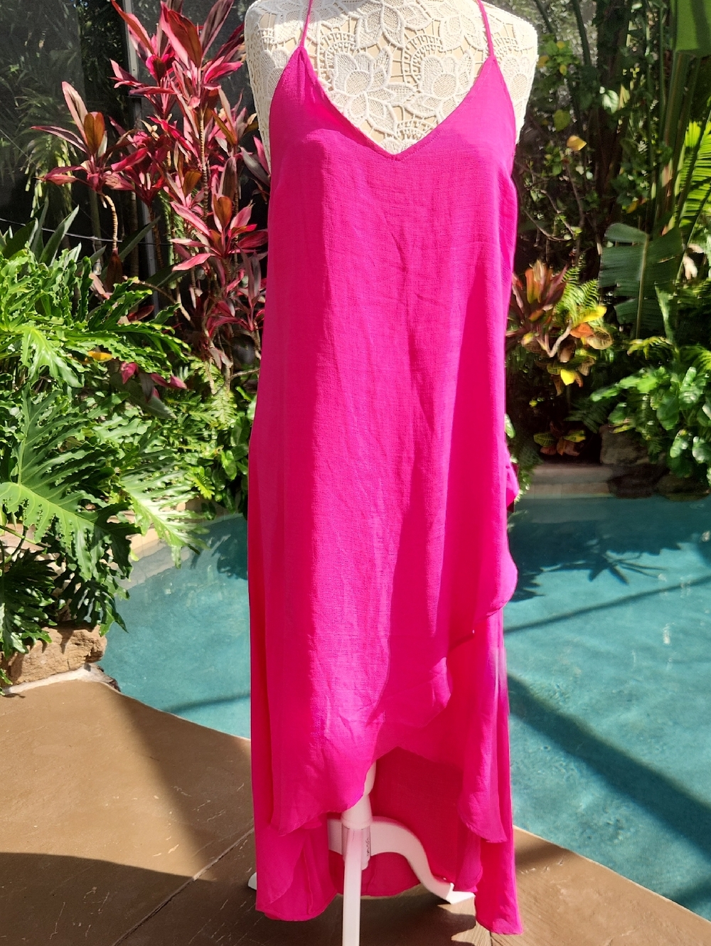 Lulu's Hot Pink Spaghetti Strap Maxi Dress. New With Tags!